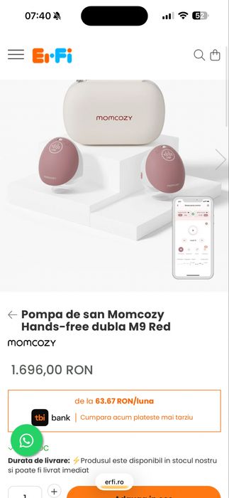 Momcozy M9 Dublă – Nouă, Sigilată, cu Factură