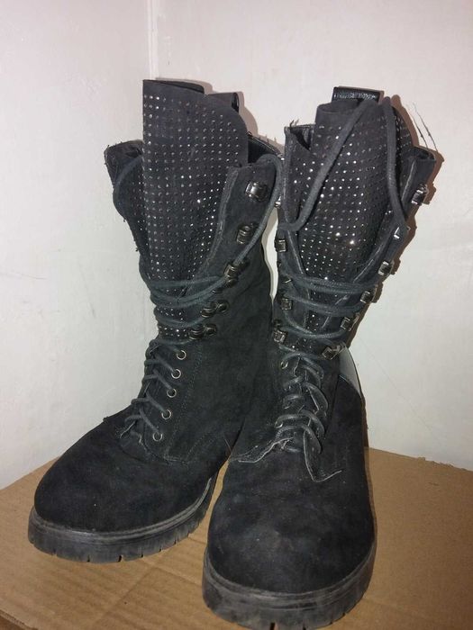 Високи боти с връзки, летмо обувки на платформа