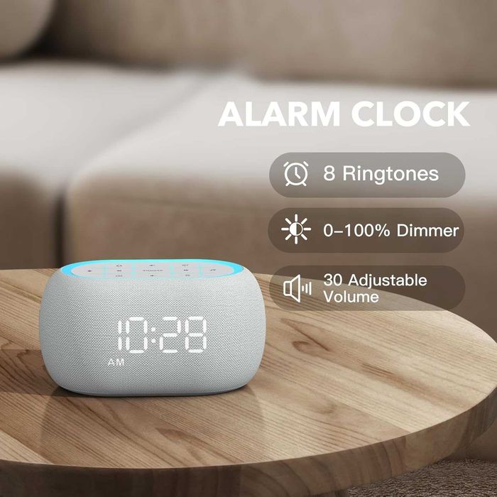 ANJANK часовник с бял шум, будилник с Bluetooth високоговорител