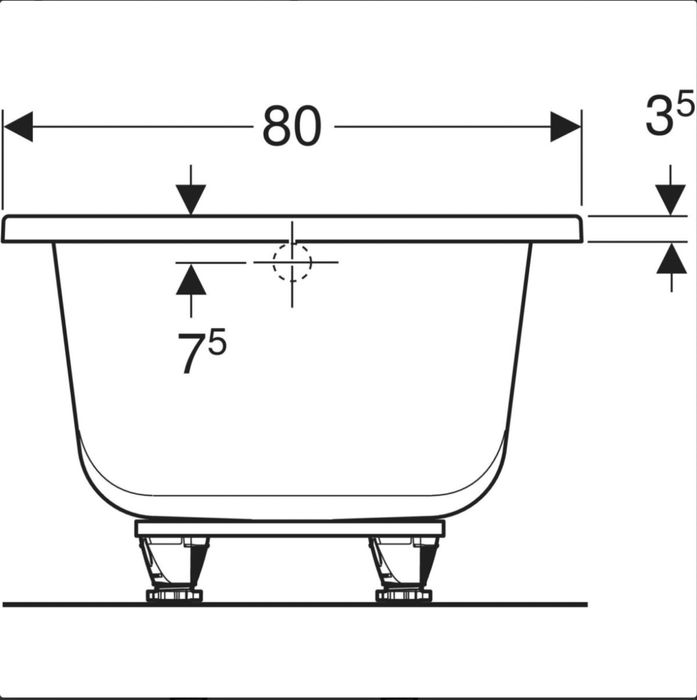 Вана за баня 180Х80 с крака – GEBERIT SUPERO с автоматичен сифон