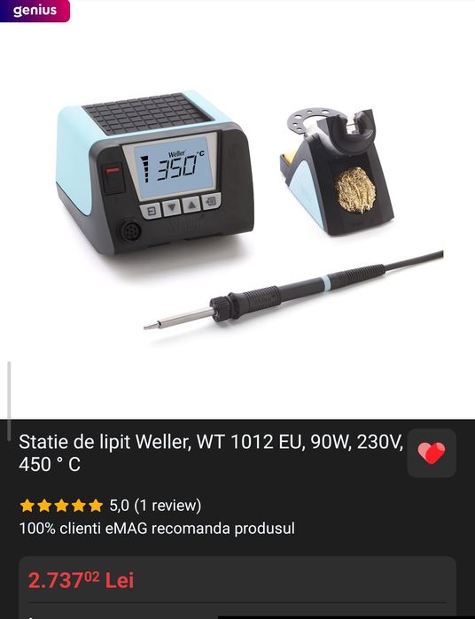 Statie de lipit Weller WT 1012 EU - Profesionala, 95W, 230V
