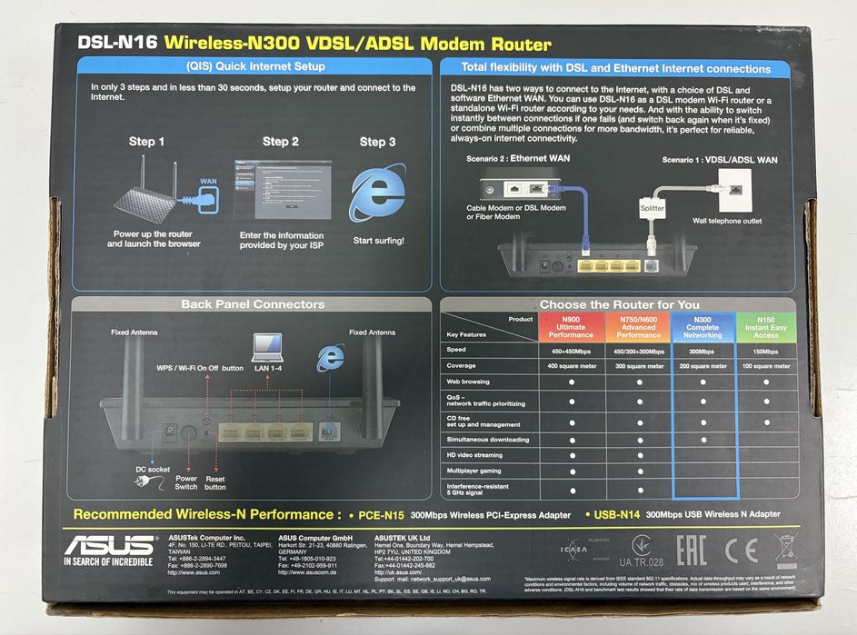 ADSL Модем роутер ASUS DSL-N16