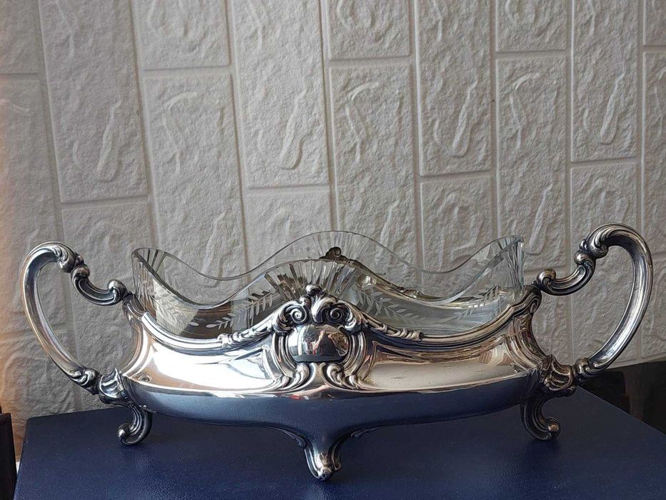 Сребърна жардиера 19век.Сребро 800-кристал