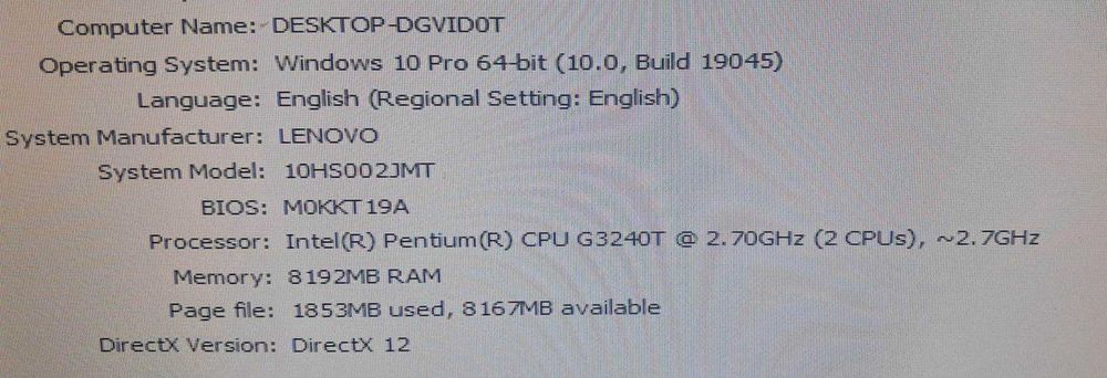 PC Lenovo G3240T - 2.7 GHz / HDD 500 GB / 8 GB Ram