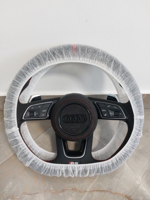 Volan sport Audi RS NOU - Alcantara, Padele, Incalzire, Cusaturi rosii