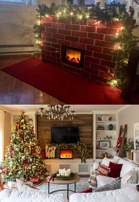 Уютна Декоративна камина подходяща за вграждане и коледна украса