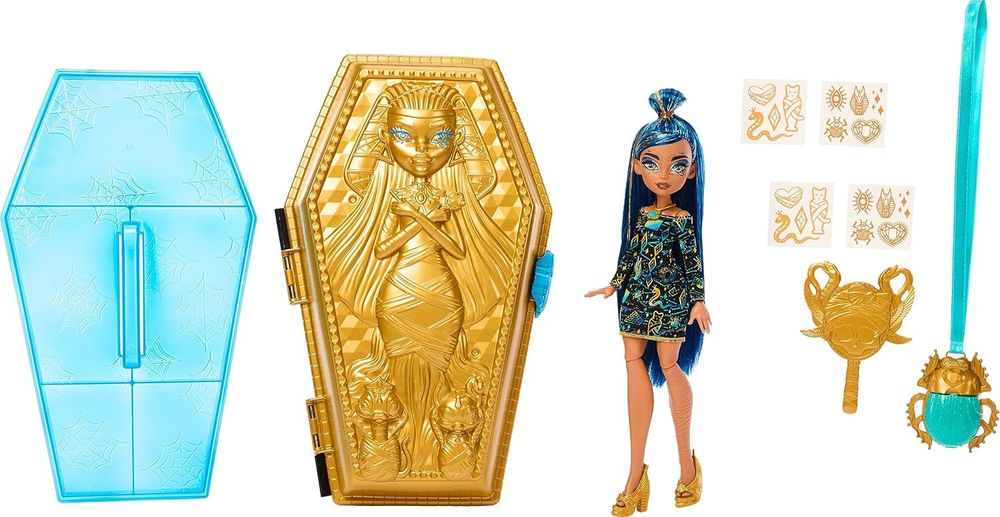 Monster High Doll & Accessories, Cleo De Nile Golden Glam Case Beauty