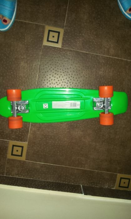 Penny board color din PVC cu roti luminoase, din PU (silicon), NOU!