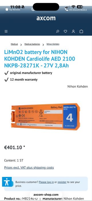 Baterie AED Nihon Kohden