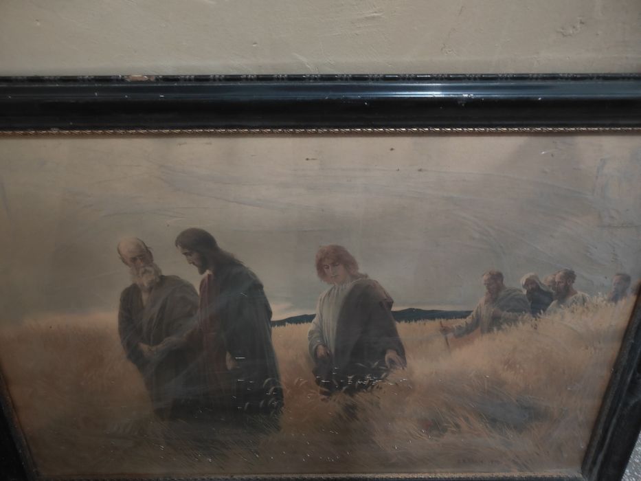 Tablou vechi Iisus si apostolii mergand in lanul de grau