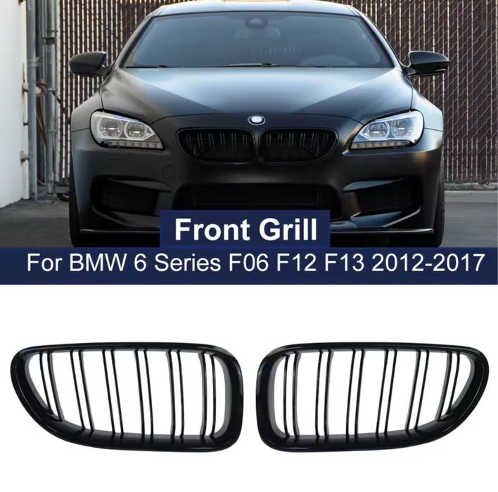 Set grile nari duble M negru lucios Bmw Seria 6 F06 F12 F13 2012-2017
