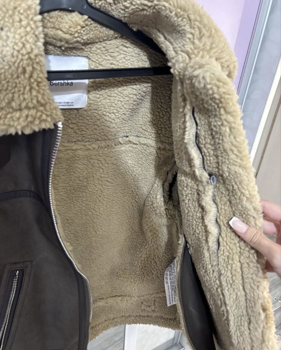 Бершка Ново зимно двулицево яке от изкуствена кожа