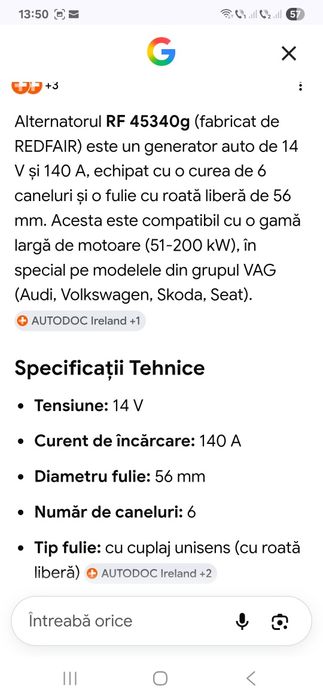 Alternator 140A pt.1.9/2.0Tdi Vw/Audi/Skoda/Seat euro 3/4