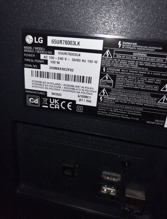 Televizor LED TV Smart LG 65UR78003LK, Ultra HD 4K, HDR, 164cm