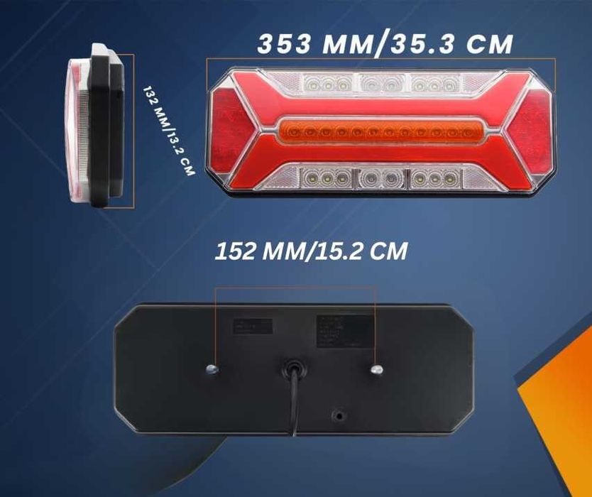 Комплект 2 броя LED неонови стопове 5 функции с динамичен мигач 12-24V
