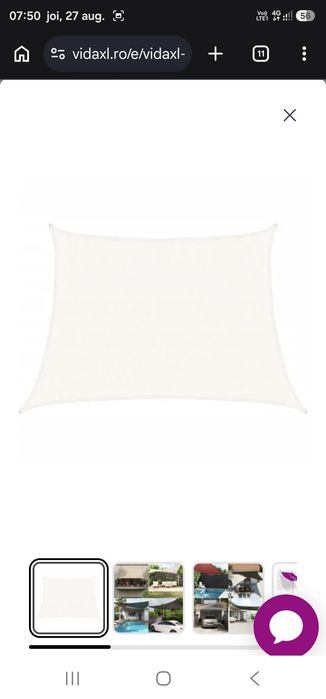Pânză parasolar, alb, 4/5x3 m, HDPE, 160 g/m²