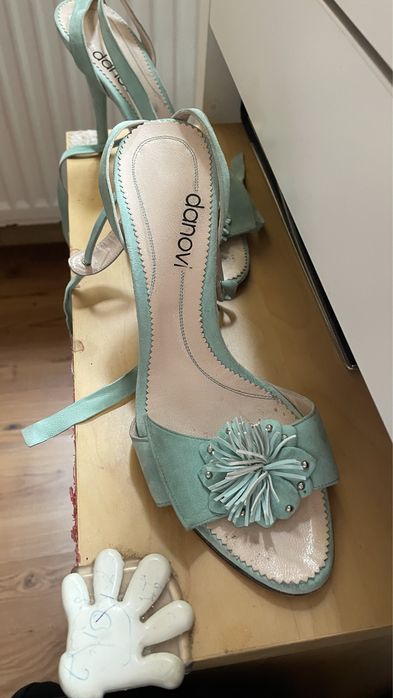 Sandale toc cui din piele intoarsa