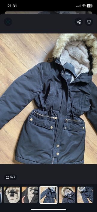 Дамска черна парка яке pull bear