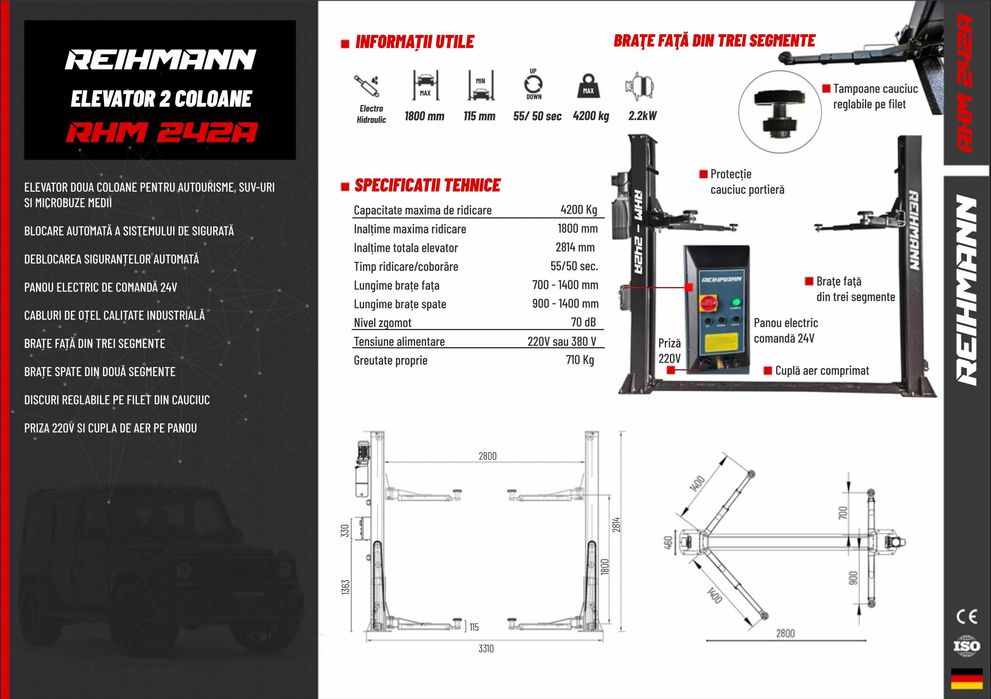 Elevator auto 2 coloane AUTOMAT 4200kg RHM242A