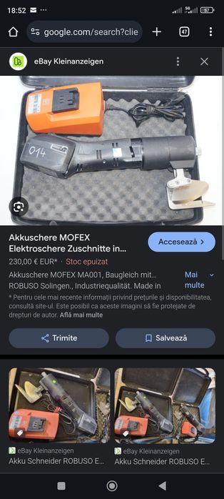 Masina de taiat material pe acumulator Fein Mofex