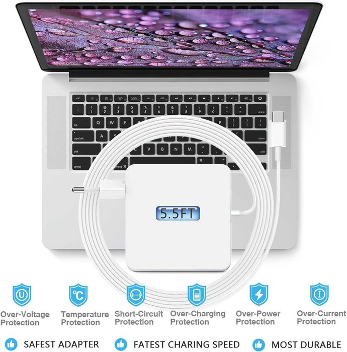 96W USB C зарядно за MacBook Pro/Air, iPad Pro, iPhone, Samsung