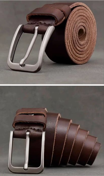 Мъжки спортно/ежедневен колан с изчистена катарама/Плътна естест. кожа