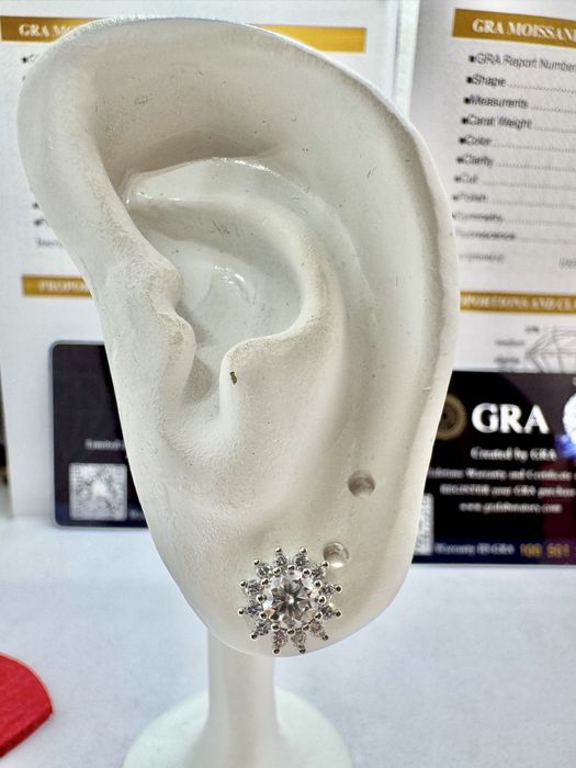 Сребърни обеци с мойсанит (диамант) 0.5 карата