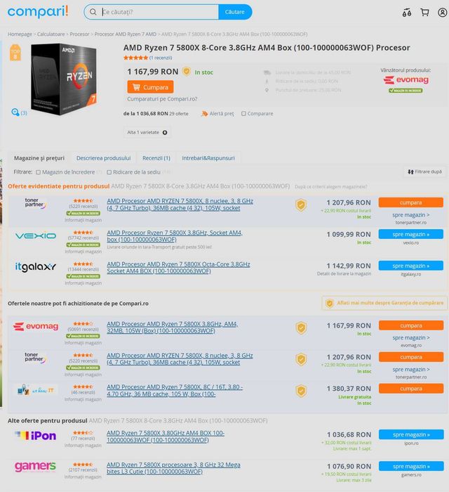 Procesor AMD Ryzen 7 5800X 3.8GHz Box