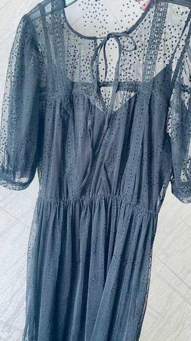 Зара черная длинная платье