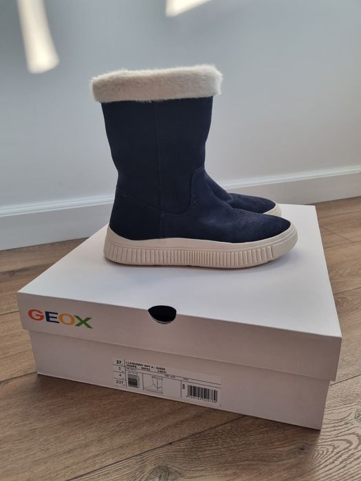 Cizme Geox de piele cu fermoar,  albastru, 37