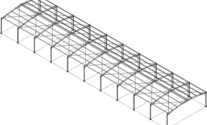 Vand hală metalică de pe stoc 12 m lățime cu 20 lungime cu tot cu mont