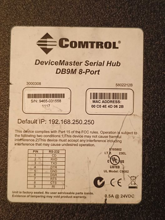 Devicemaster serial hub Control