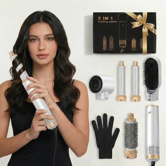 Комплект за стилизиране на коса Airbrush Magic 5 в 1, сешоар и преса