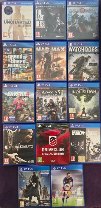 PlayStation 4 PS4 FAT 500GB + 2 Controllere DualShock 4 + 14 Jocuri