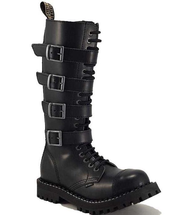 Bocanci Steel Boots 41 piele naturala, militari army, 20 inele, noi