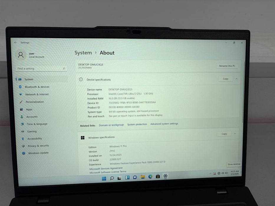 Lenovo ThinkPad L14 Gen 5, 14”, Core Ultra 5 125U, 16 gb ram, SSD 512
