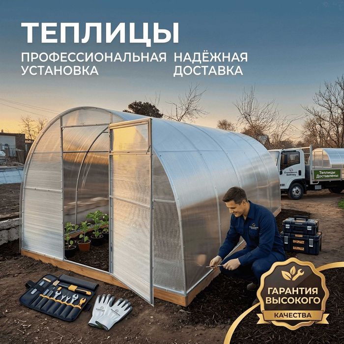 Теплицы с доставкой и установкой Усиленные теплицы из поликарбоната