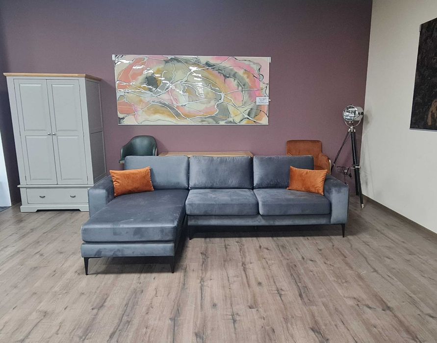 ПРОМОЦИЯ!!! Сив ъглов диван от плат Merlin