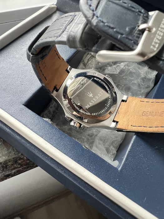 Ceas Maserati Potenza Blue Dial Blue 42m curea piele albastra,ful set