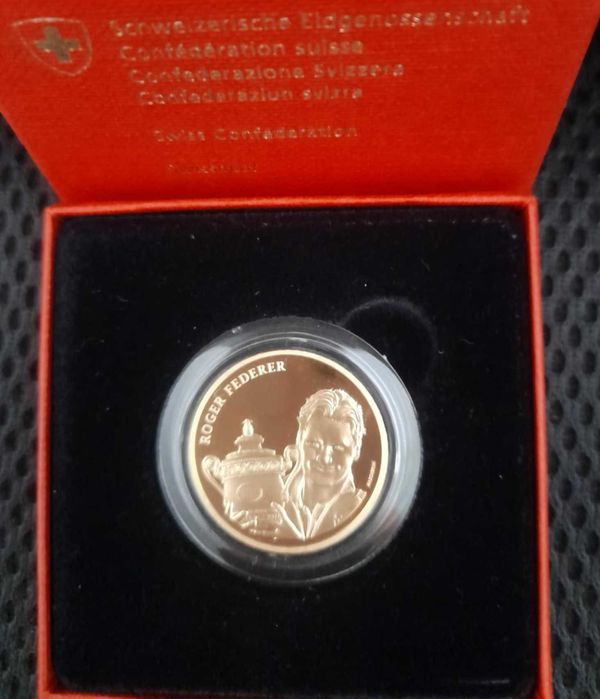 Златна монета Roger Federer 50 Fr , Роджър Федерер, 50 шв. франка