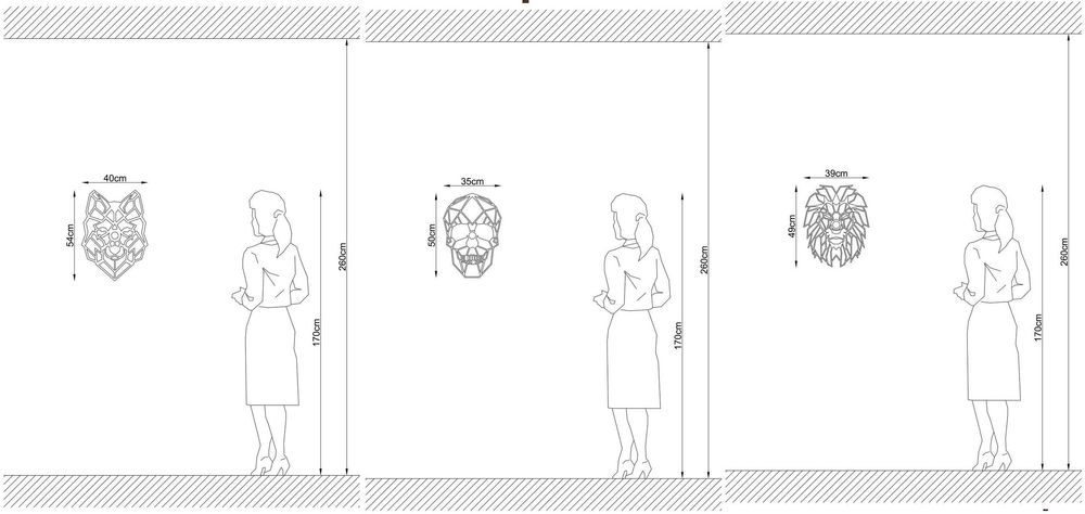 INEDIT,aplică,lampa,proiectează umbra mărită pe perete, CRANIU,LUP,LEU
