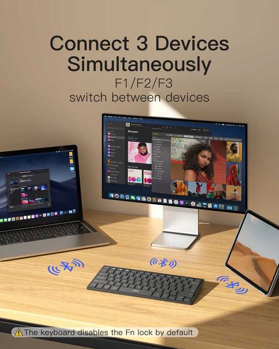 Tastatură slim 3x Bluetooth simultan Inateck pentru PC, Laptop, Ipad