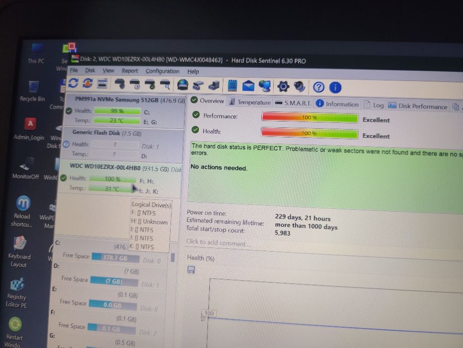 Hard-disk desktop WD green 1 tb 100%