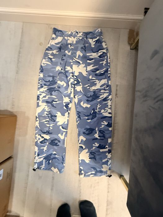 Pantaloni albastri cu alb baggy poliester