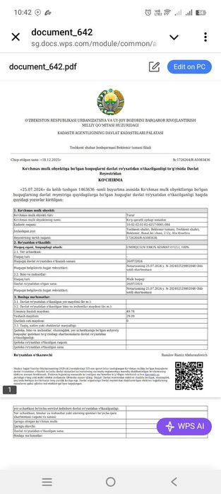 Uy sotiladi 2 xona srochni