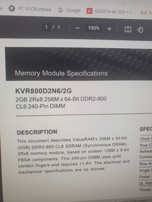 Memorii Kingston 2 bucati a cate 2 Gb. DDR2