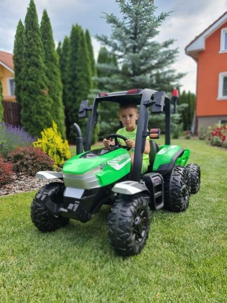 Tractor electric cu remorca si telecomanda XL, roti EVA, 24V7Ah