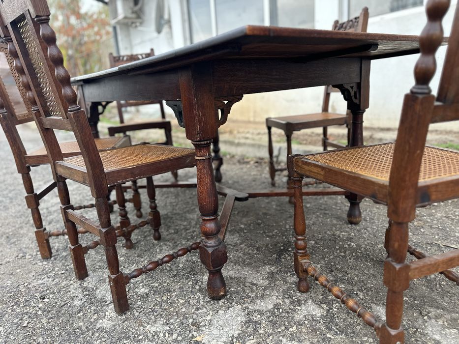 Масивна разтегателна маса с 5 стола (Рустик)