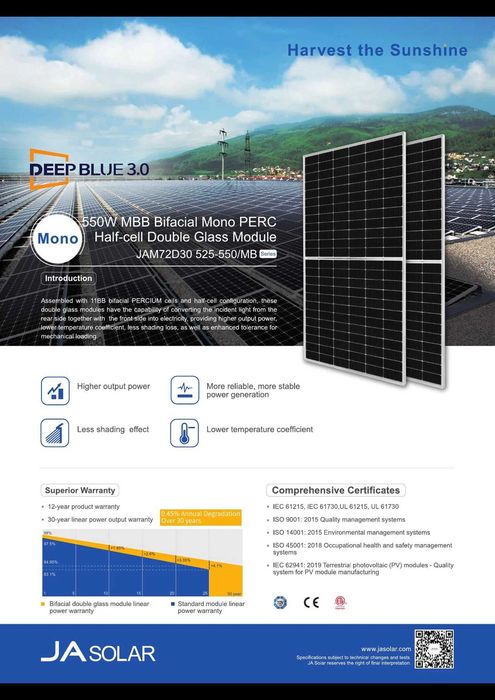 Солнечные панели, Quyosh panellari Longi Jinko Trina JA Solar panels