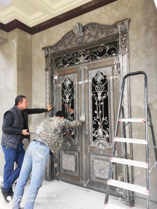 Дарвоза решётка навес Akva rom eshik буяш покраска ворота решетки наве